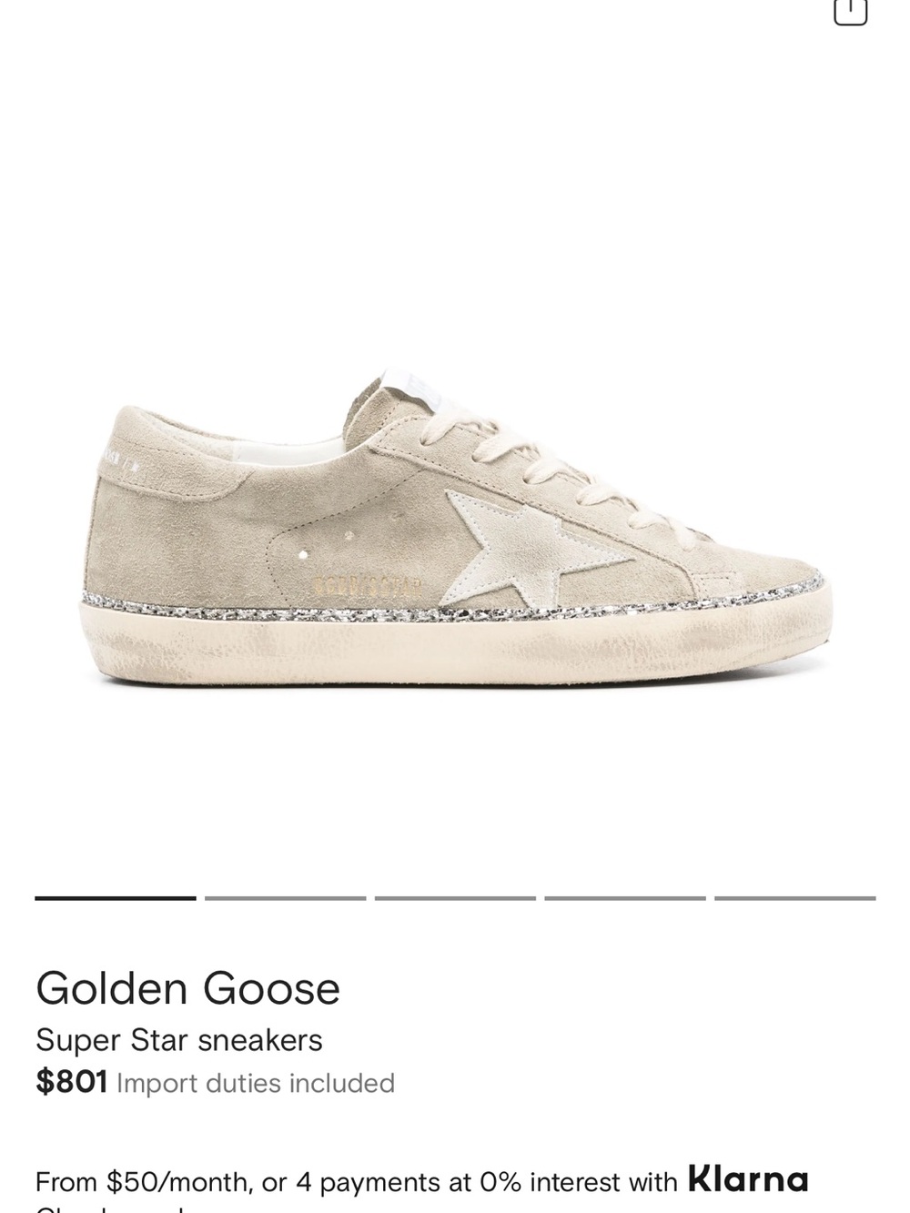Golden Goose Beige Suede Sneakers with Silver Glitter Trim